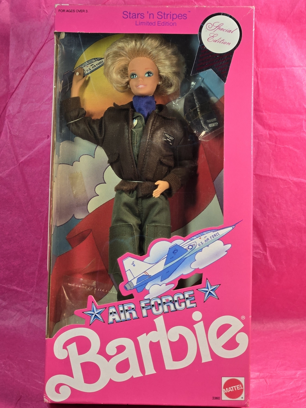 NRFB 1989 Army Barbie Doll American Beauties Flawed Box Mattel #3360